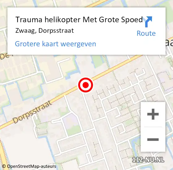 Locatie op kaart van de 112 melding: Trauma helikopter Met Grote Spoed Naar Zwaag, Dorpsstraat op 21 oktober 2024 14:33