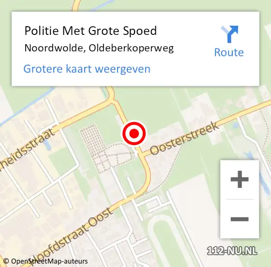 Locatie op kaart van de 112 melding: Politie Met Grote Spoed Naar Noordwolde, Oldeberkoperweg op 21 oktober 2024 14:34