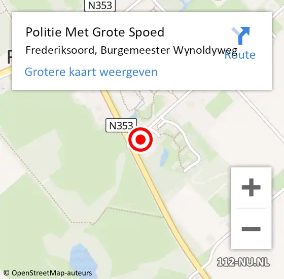 Locatie op kaart van de 112 melding: Politie Met Grote Spoed Naar Frederiksoord, Burgemeester Wynoldyweg op 21 oktober 2024 14:35