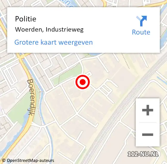 Locatie op kaart van de 112 melding: Politie Woerden, Industrieweg op 21 oktober 2024 14:41