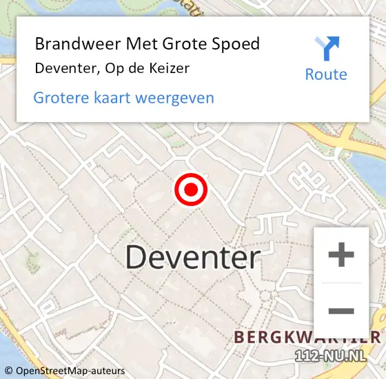 Locatie op kaart van de 112 melding: Brandweer Met Grote Spoed Naar Deventer, Op de Keizer op 21 oktober 2024 14:52