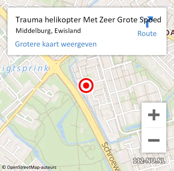 Locatie op kaart van de 112 melding: Trauma helikopter Met Zeer Grote Spoed Naar Middelburg, Ewisland op 21 oktober 2024 14:52