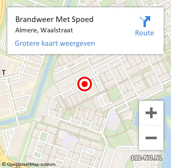 Locatie op kaart van de 112 melding: Brandweer Met Spoed Naar Almere, Waalstraat op 21 oktober 2024 15:05