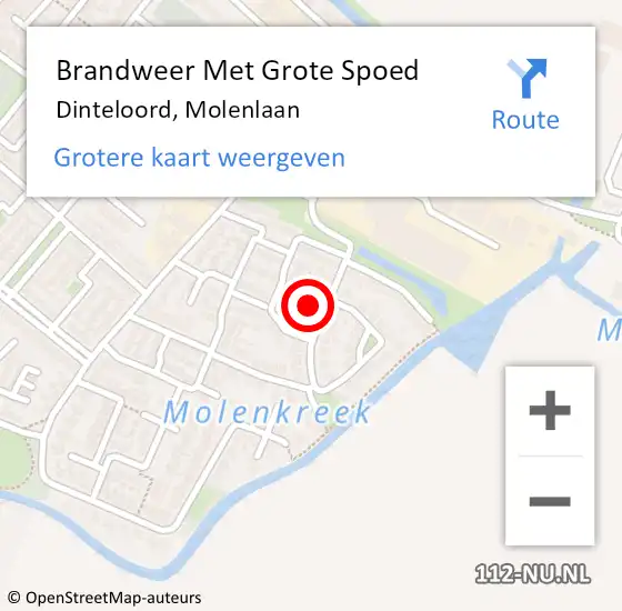 Locatie op kaart van de 112 melding: Brandweer Met Grote Spoed Naar Dinteloord, Molenlaan op 21 oktober 2024 15:07