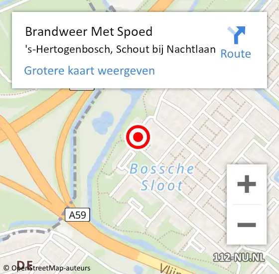 Locatie op kaart van de 112 melding: Brandweer Met Spoed Naar 's-Hertogenbosch, Schout bij Nachtlaan op 21 oktober 2024 15:18