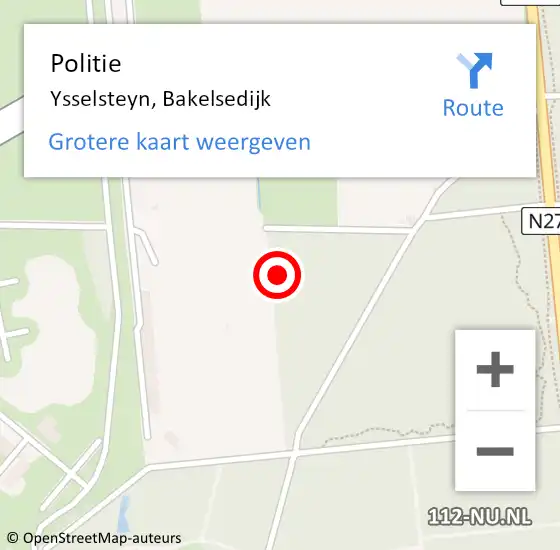 Locatie op kaart van de 112 melding: Politie Ysselsteyn, Bakelsedijk op 21 oktober 2024 15:41