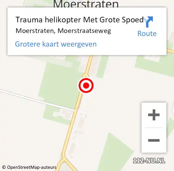 Locatie op kaart van de 112 melding: Trauma helikopter Met Grote Spoed Naar Moerstraten, Moerstraatseweg op 21 oktober 2024 15:52