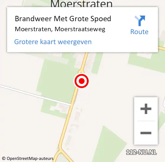 Locatie op kaart van de 112 melding: Brandweer Met Grote Spoed Naar Moerstraten, Moerstraatseweg op 21 oktober 2024 15:52