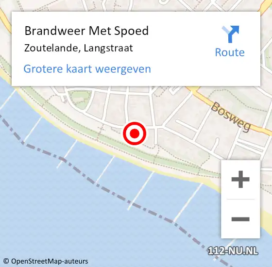 Locatie op kaart van de 112 melding: Brandweer Met Spoed Naar Zoutelande, Langstraat op 21 oktober 2024 16:01