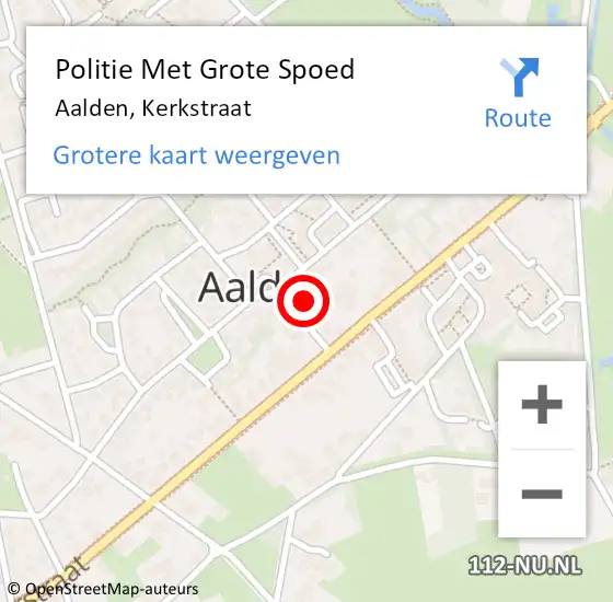 Locatie op kaart van de 112 melding: Politie Met Grote Spoed Naar Aalden, Kerkstraat op 21 oktober 2024 16:01