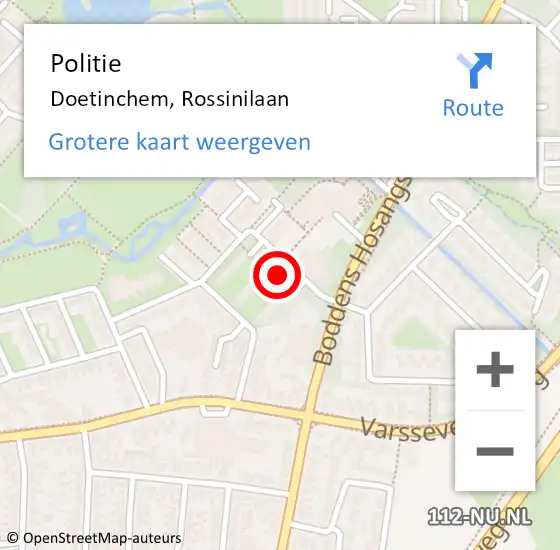 Locatie op kaart van de 112 melding: Politie Doetinchem, Rossinilaan op 21 oktober 2024 16:07