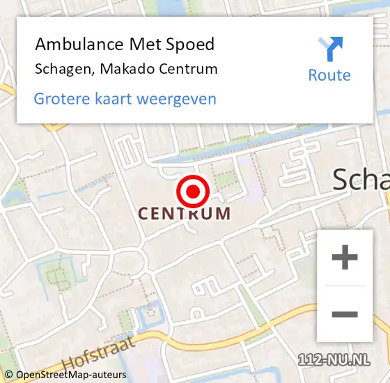 Locatie op kaart van de 112 melding: Ambulance Met Spoed Naar Schagen, Makado Centrum op 21 oktober 2024 16:25