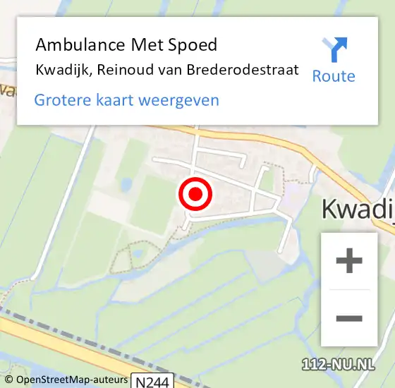 Locatie op kaart van de 112 melding: Ambulance Met Spoed Naar Kwadijk, Reinoud van Brederodestraat op 21 oktober 2024 16:34