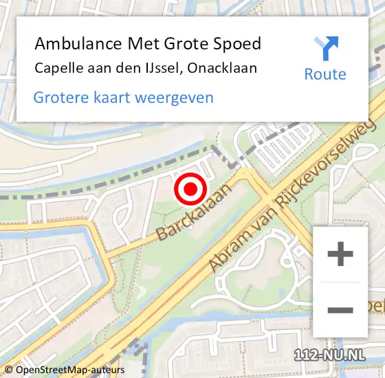 Locatie op kaart van de 112 melding: Ambulance Met Grote Spoed Naar Capelle aan den IJssel, Onacklaan op 21 oktober 2024 16:34