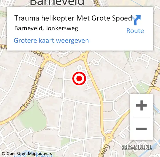 Locatie op kaart van de 112 melding: Trauma helikopter Met Grote Spoed Naar Barneveld, Jonkersweg op 21 oktober 2024 16:42