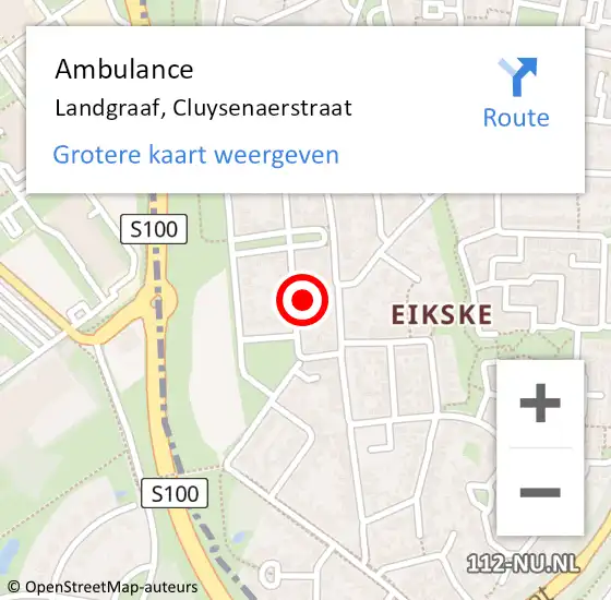 Locatie op kaart van de 112 melding: Ambulance Landgraaf, Cluysenaerstraat op 24 oktober 2014 09:57