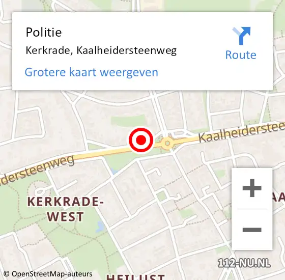 Locatie op kaart van de 112 melding: Politie Kerkrade, Kaalheidersteenweg op 21 oktober 2024 17:03