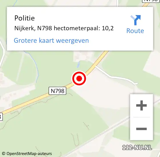 Locatie op kaart van de 112 melding: Politie Nijkerk, N798 hectometerpaal: 10,2 op 21 oktober 2024 17:30