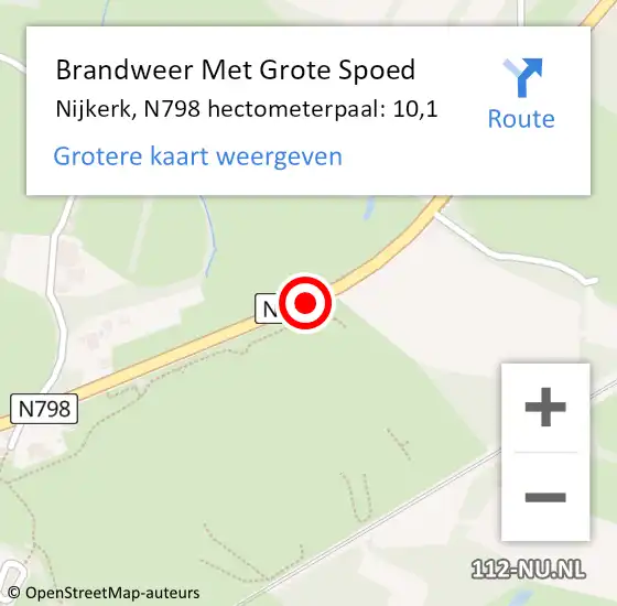 Locatie op kaart van de 112 melding: Brandweer Met Grote Spoed Naar Nijkerk, N798 hectometerpaal: 10,1 op 21 oktober 2024 17:32