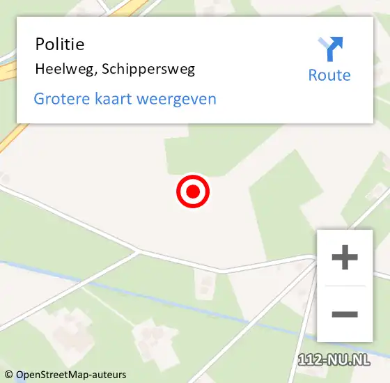 Locatie op kaart van de 112 melding: Politie Heelweg, Schippersweg op 21 oktober 2024 17:36