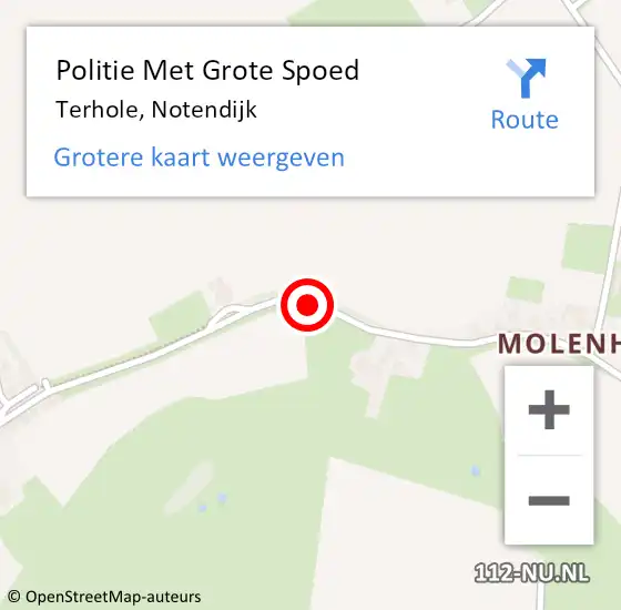 Locatie op kaart van de 112 melding: Politie Met Grote Spoed Naar Terhole, Notendijk op 21 oktober 2024 17:40