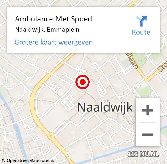 Locatie op kaart van de 112 melding: Ambulance Met Spoed Naar Naaldwijk, Emmaplein op 21 oktober 2024 17:40