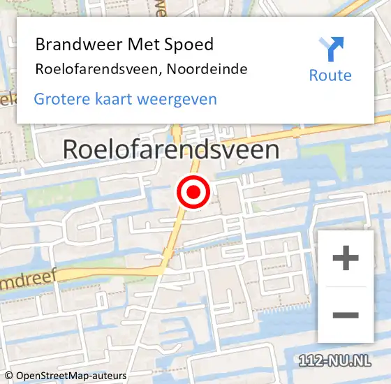 Locatie op kaart van de 112 melding: Brandweer Met Spoed Naar Roelofarendsveen, Noordeinde op 21 oktober 2024 17:43