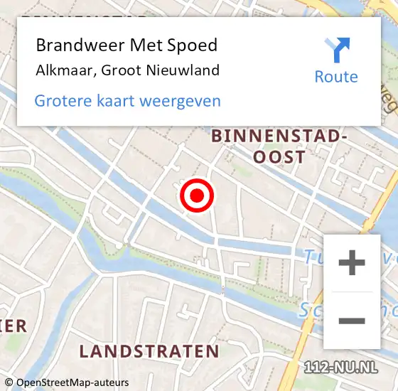 Locatie op kaart van de 112 melding: Brandweer Met Spoed Naar Alkmaar, Groot Nieuwland op 21 oktober 2024 17:55