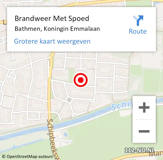 Locatie op kaart van de 112 melding: Brandweer Met Spoed Naar Bathmen, Koningin Emmalaan op 21 oktober 2024 18:15