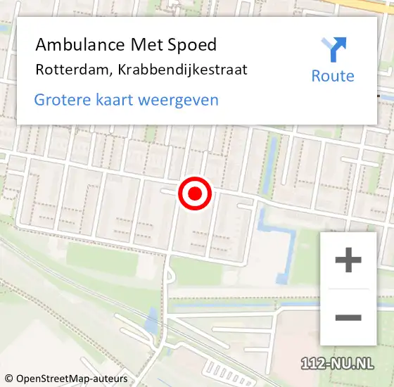 Locatie op kaart van de 112 melding: Ambulance Met Spoed Naar Rotterdam, Krabbendijkestraat op 21 oktober 2024 18:17