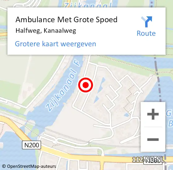 Locatie op kaart van de 112 melding: Ambulance Met Grote Spoed Naar Halfweg, Kanaalweg op 21 oktober 2024 19:01