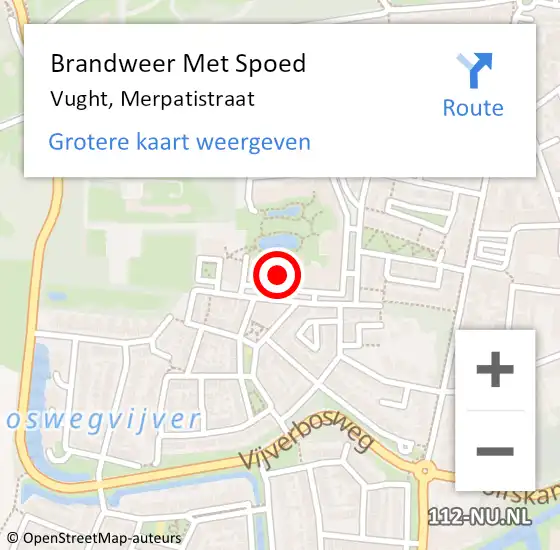 Locatie op kaart van de 112 melding: Brandweer Met Spoed Naar Vught, Merpatistraat op 21 oktober 2024 19:05