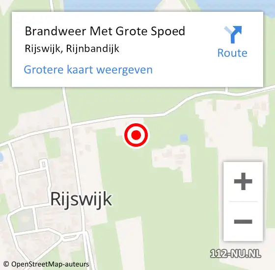 Locatie op kaart van de 112 melding: Brandweer Met Grote Spoed Naar Rijswijk, Rijnbandijk op 21 oktober 2024 19:25