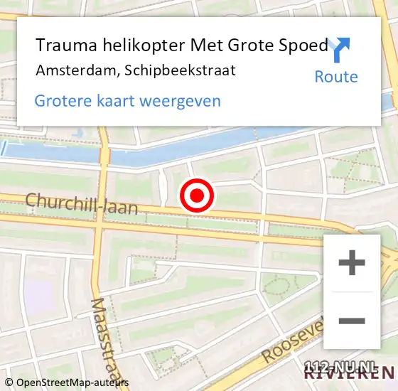 Locatie op kaart van de 112 melding: Trauma helikopter Met Grote Spoed Naar Amsterdam, Schipbeekstraat op 21 oktober 2024 19:30