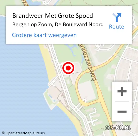 Locatie op kaart van de 112 melding: Brandweer Met Grote Spoed Naar Bergen op Zoom, De Boulevard Noord op 21 oktober 2024 19:38