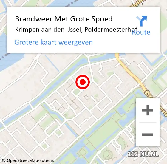 Locatie op kaart van de 112 melding: Brandweer Met Grote Spoed Naar Krimpen aan den IJssel, Poldermeesterhof op 21 oktober 2024 19:38