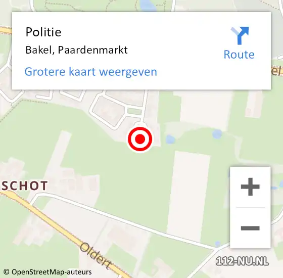 Locatie op kaart van de 112 melding: Politie Bakel, Paardenmarkt op 21 oktober 2024 19:47