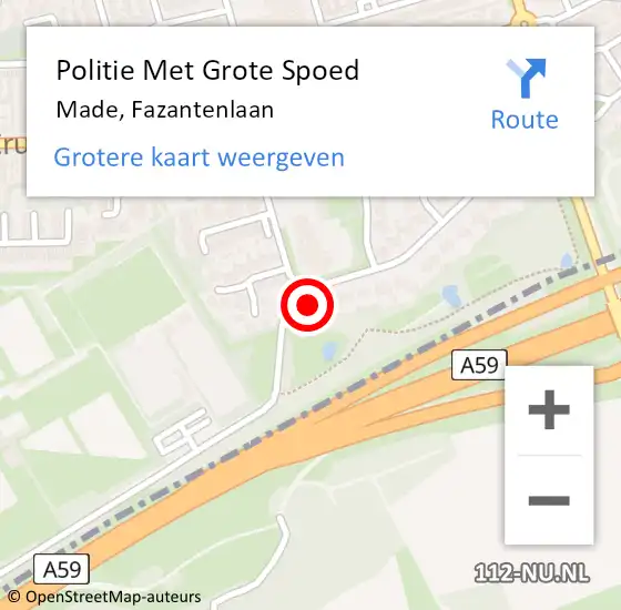 Locatie op kaart van de 112 melding: Politie Met Grote Spoed Naar Made, Fazantenlaan op 21 oktober 2024 20:03