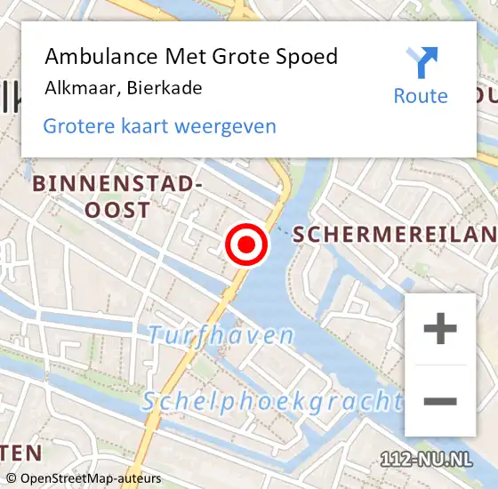 Locatie op kaart van de 112 melding: Ambulance Met Grote Spoed Naar Alkmaar, Bierkade op 21 oktober 2024 20:18