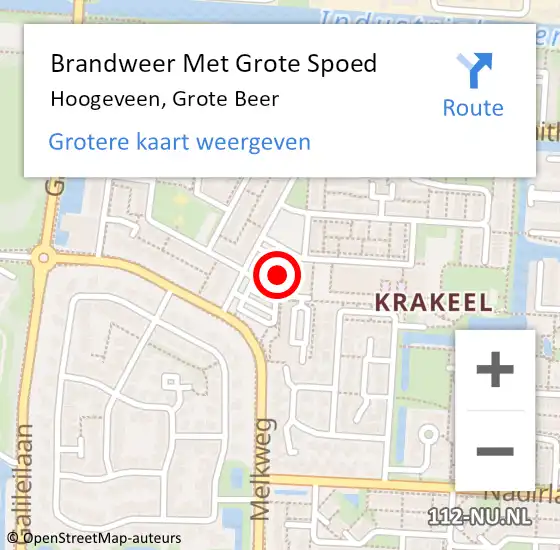 Locatie op kaart van de 112 melding: Brandweer Met Grote Spoed Naar Hoogeveen, Grote Beer op 21 oktober 2024 20:37