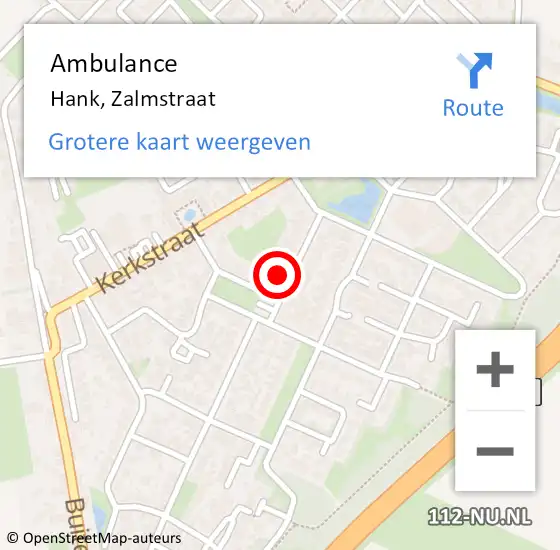 Locatie op kaart van de 112 melding: Ambulance Hank, Zalmstraat op 24 oktober 2014 10:14