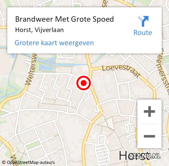 Locatie op kaart van de 112 melding: Brandweer Met Grote Spoed Naar Horst, Vijverlaan op 21 oktober 2024 21:34