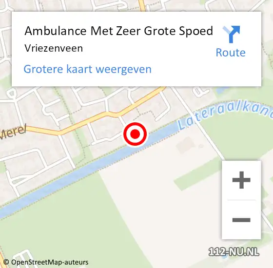 Locatie op kaart van de 112 melding: Ambulance Met Zeer Grote Spoed Naar Vriezenveen op 21 oktober 2024 22:12