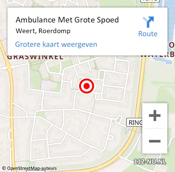 Locatie op kaart van de 112 melding: Ambulance Met Grote Spoed Naar Weert, Roerdomp op 21 oktober 2024 22:22