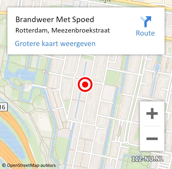 Locatie op kaart van de 112 melding: Brandweer Met Spoed Naar Rotterdam, Meezenbroekstraat op 21 oktober 2024 22:24