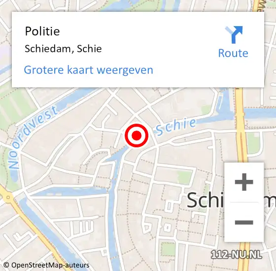 Locatie op kaart van de 112 melding: Politie Schiedam, Schie op 21 oktober 2024 22:35