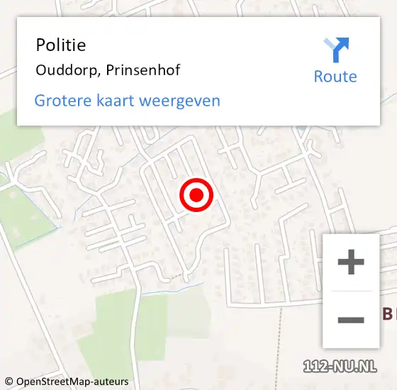 Locatie op kaart van de 112 melding: Politie Ouddorp, Prinsenhof op 22 oktober 2024 00:15