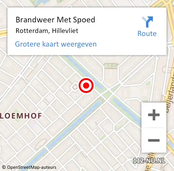 Locatie op kaart van de 112 melding: Brandweer Met Spoed Naar Rotterdam, Hillevliet op 22 oktober 2024 00:24