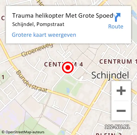 Locatie op kaart van de 112 melding: Trauma helikopter Met Grote Spoed Naar Schijndel, Pompstraat op 22 oktober 2024 01:50