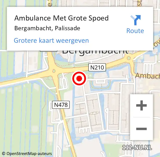 Locatie op kaart van de 112 melding: Ambulance Met Grote Spoed Naar Bergambacht, Palissade op 22 oktober 2024 04:04